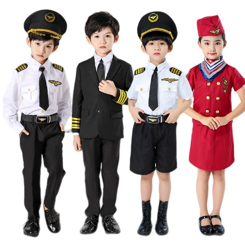 Malaysia Ready StockCaptain Uniform Children Air Pilot Suit Boys Girls Costume Flight Attendant stewardess