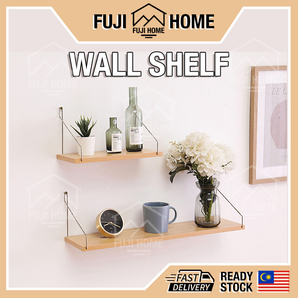 READY STOCKHanging Wall Shelves Rope Swing Wooden Rack Floating Wall Platform Shelf Wall Shelf Wall Rack Wall Deco Rak