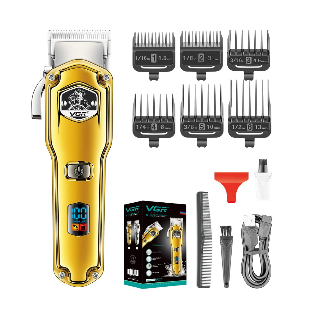 VGR Mens Hair Clippers for Hair Cutting Professional Cordless Hair Trimmer for Men LED Display for Personal and Barbar