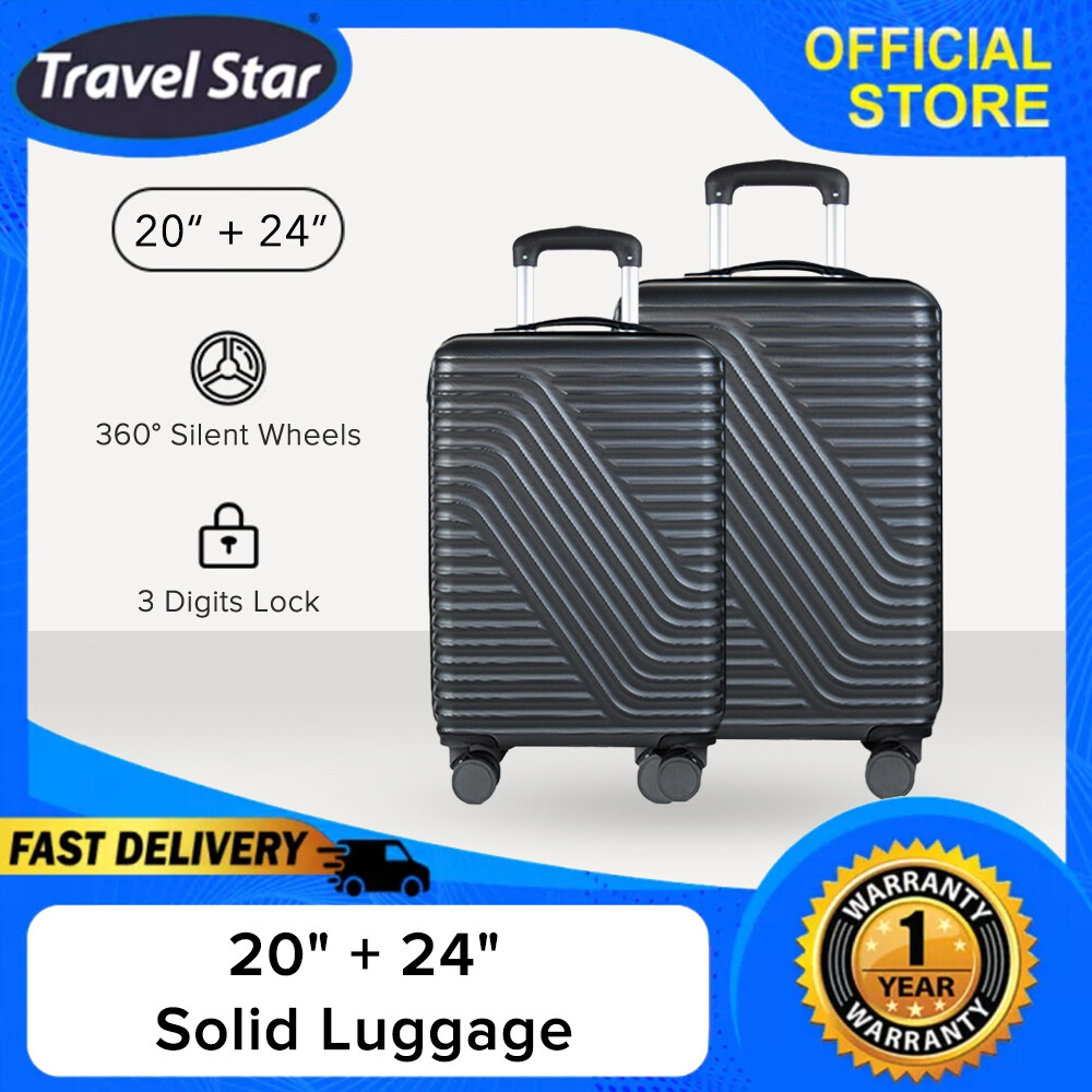Travel Star TNL006 Elegant Hard Case Luggage Set Suitcase Set Bagasi (20 inch + 24 inch)