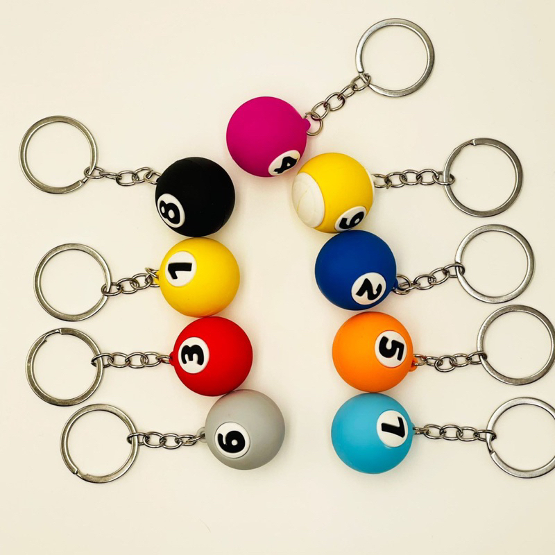 Keychain bola snooker rantai kunci biliard No. 1 hingga No. 9 beg biliard snoker nombor