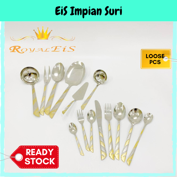 (Loose) Royal EIS Gold Silver Stainless Steel Cutlery (Dinner Spoon Fork Serving Spoon Fork Tea Spoon Fork Knife Ladle)