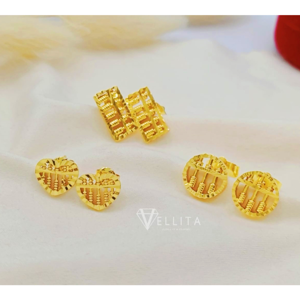 [VJ]Earring "Abacus/Sempoa" Studs 999.9 Gold Plated Earrings
