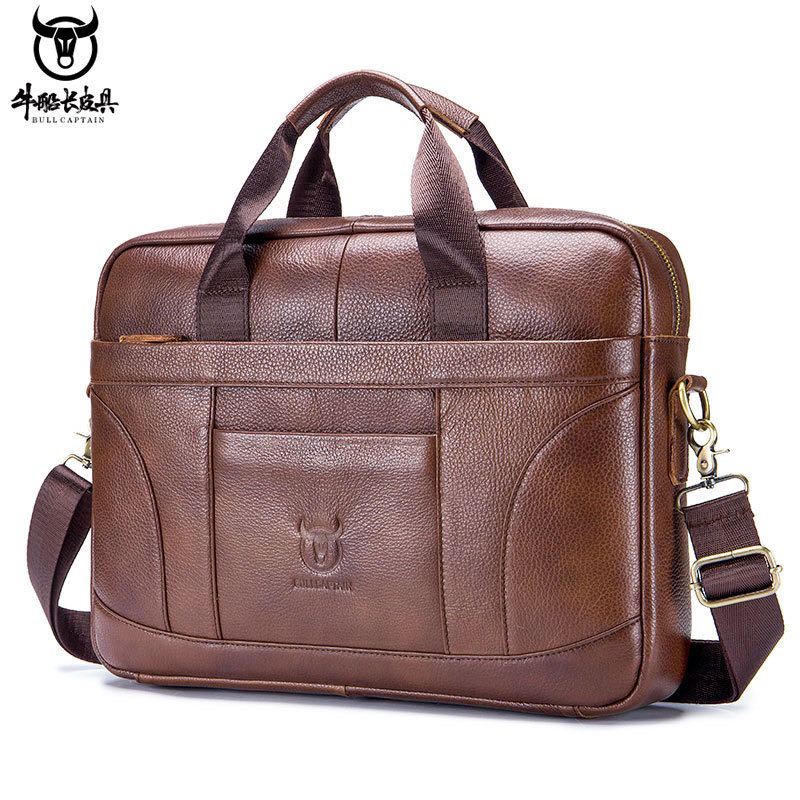 Brand Genuine Leather Men's Briefcase Design PostmMale Handbags Vintage Business Computer Bag Fashion Messenger Shoulder