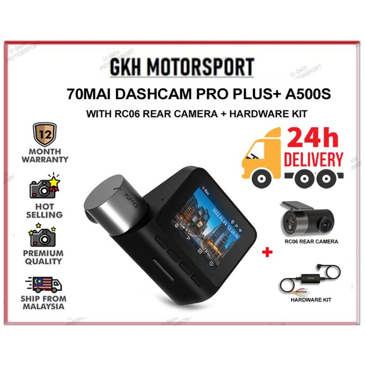 70mai A500s Dashcam DVR PRO Plus+ Car Recorder 1944P Car Camera Front Rear Cam WiFi App Control GPS ADAS 24hour Wirekit