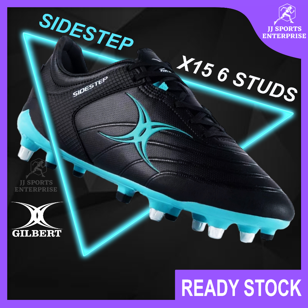 Gilbert Sidestep X15 Rugby Boots (6 Studs) Rugby Boot Kasut Rugby Gilbert Pro Lite Aluminium Rugby Boot Studs Aqua