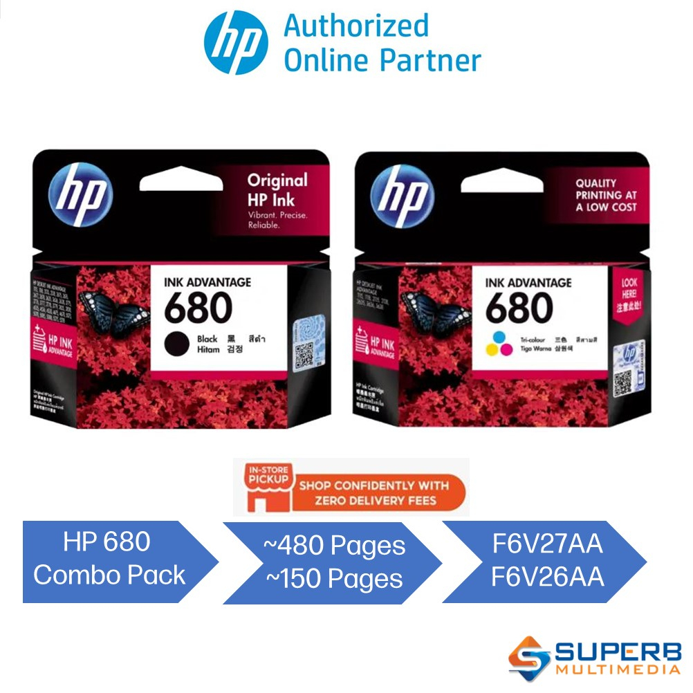 Hp 680 Original Single Pack Combo Black + Tri-Colour Cartridge