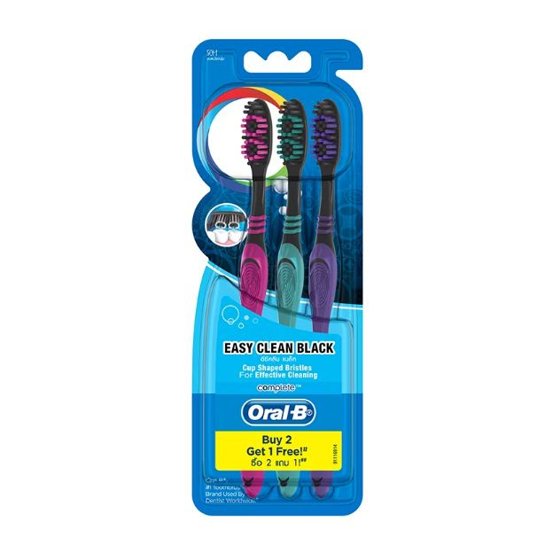 Oral B Easy Clean Black Soft Toothbrush 3s