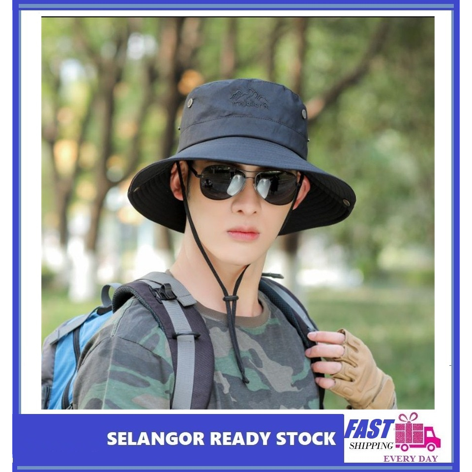 SELANGOR Topi Nelayan UnisexBrimless Safari Military Farmers Cap Sun Fisherman Bucket Hat Outdoor Sun Protection Fishing