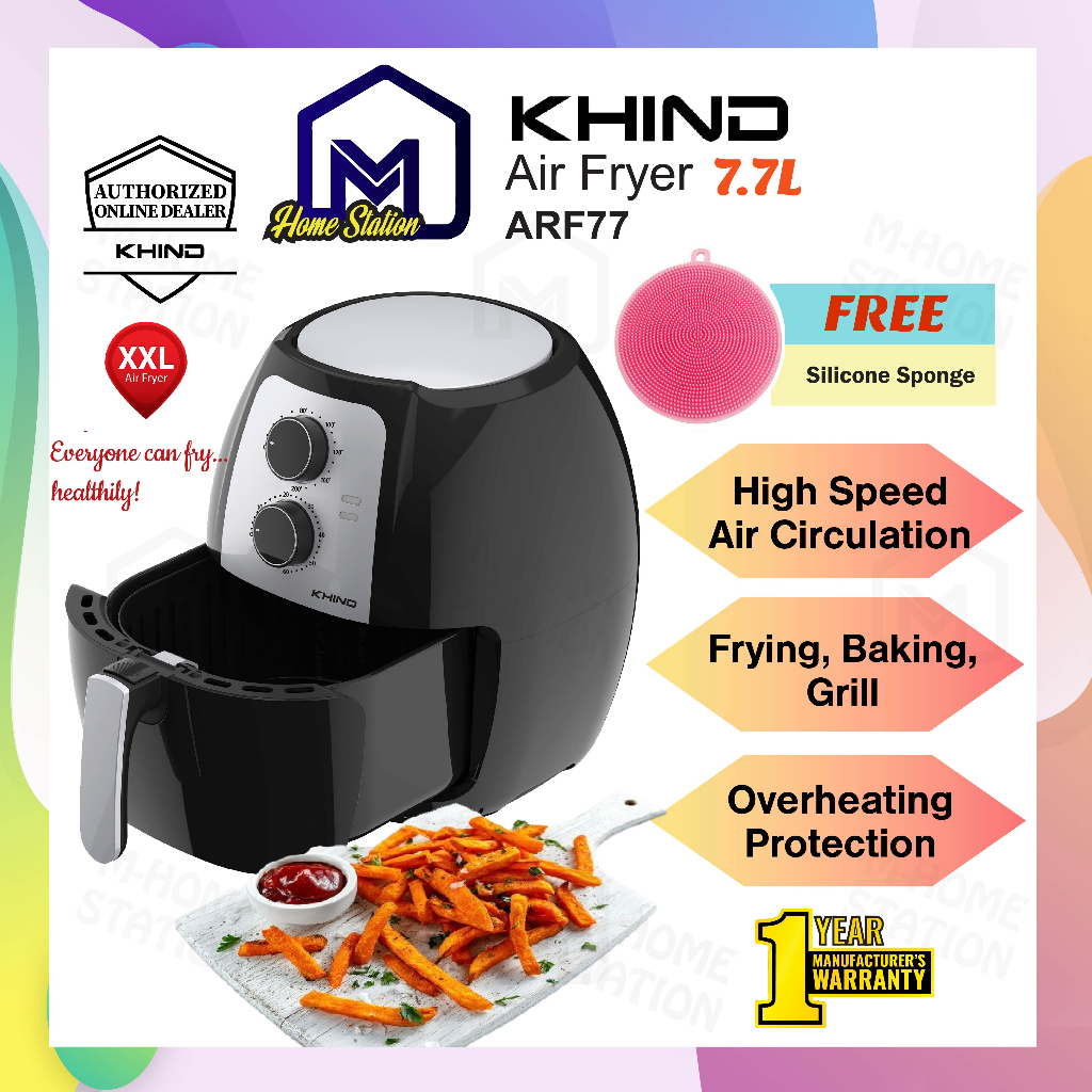 Khind 7.7L Large Big Capacity Healthy Air Fryer ARF77 or 3L Digital Airfryer ARF3000 / 2.6L ARF26 Penggoreng Udara Besar