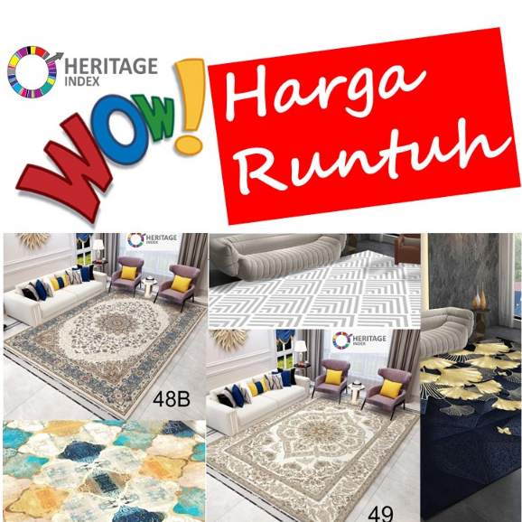 Karpet XL 200cm x 150cm Janji Gulung Heritage Alas Kaki 5D Permaidani Velvet Carpet Rug Floor Mat 3D Permaidani Murah