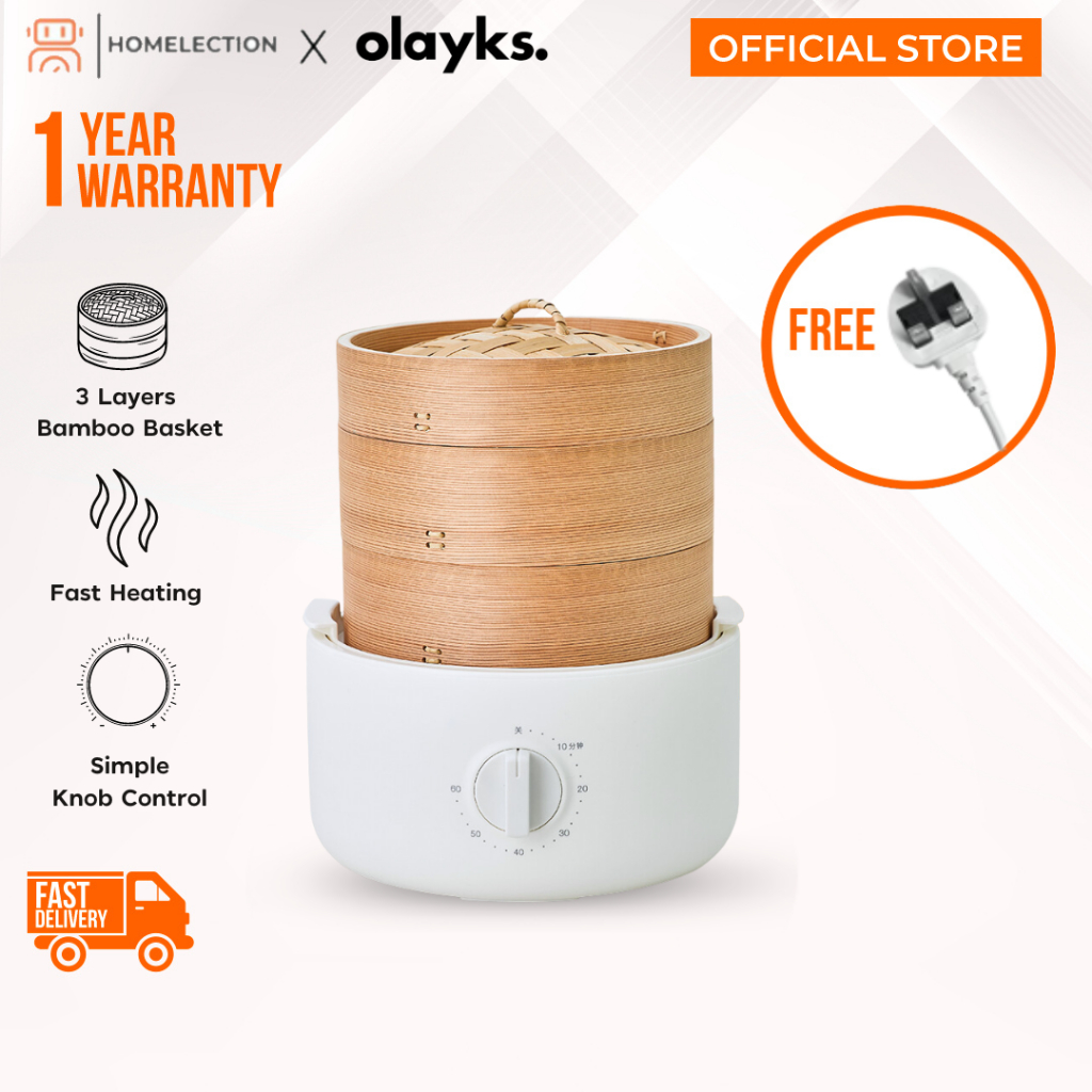 Olayks Electric Bamboo Three Layer Food Steamer OLK-03-02 1 Year Warranty