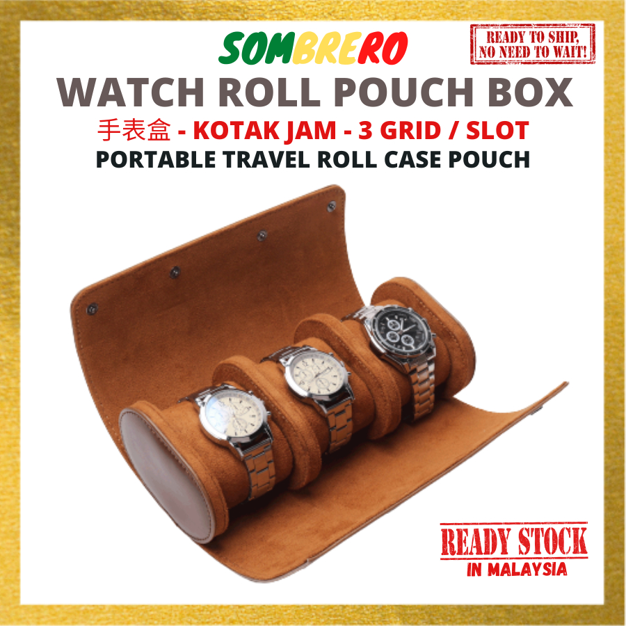 Watch Roll Travel Case 3 Slot Portable Leather Watch Storage Box Watch Pouch Luxury Quality Premium Product