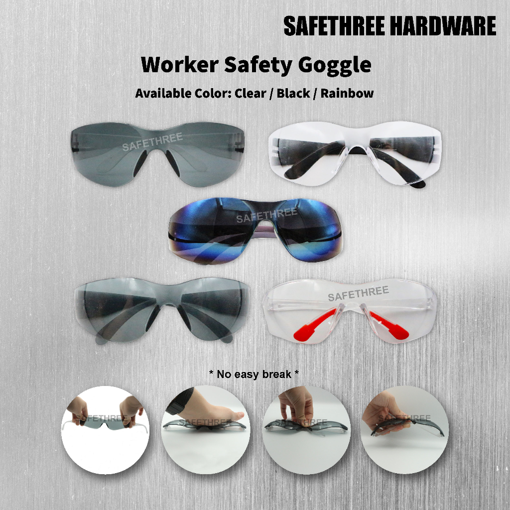 1pcs Clear / Black / Rainbow Factory Worker Safety Goggle Eye Protection Glasses Windproof Dustproof Eyewear Cermin Mata