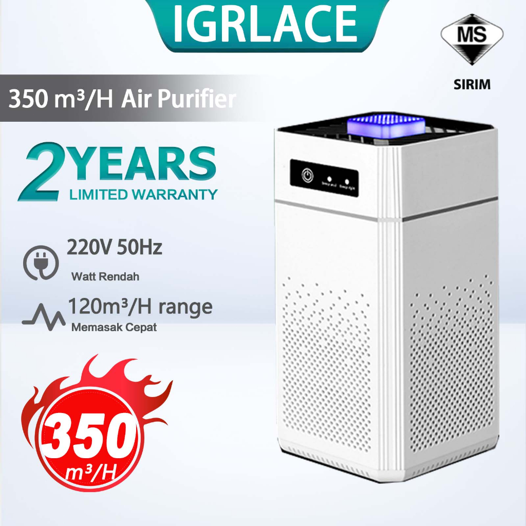 IGRLACE 350m³/H Negative Ion Air Purifier HEPA Filter Formaldehyde Odor Remover Portable Air Cleaner pembersih udara 空气净化器