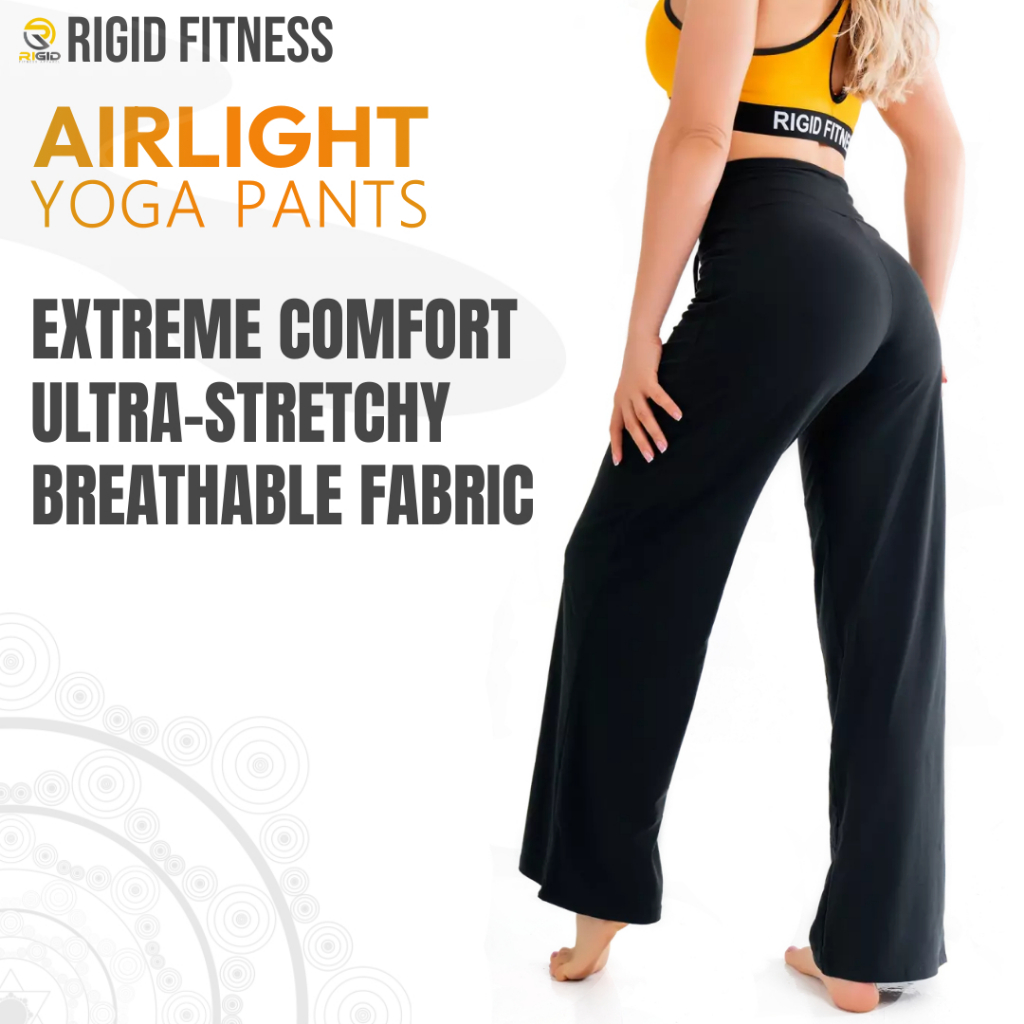 Premium RIGID FITNESS Airlight Yoga Pants, High Waist Dance Running Stretchy Flared Leggings – Suitable For Muslimah