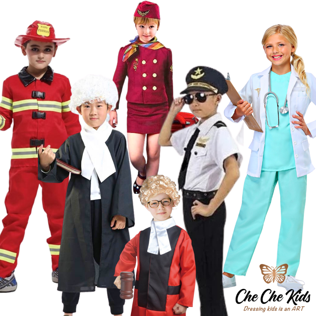 Kids Bomba Doctor Pilot Lawyer Firemen Costume Baju Kerjaya Kanak-Kanak 4y - 10y Hakim Stewardess Children Cosplay