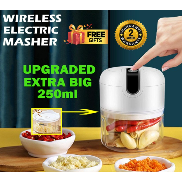 Mini Blender Garlic Chopper Electric Food Chopper Portable Blender Food Processor Meat Grinder Pengisar Serbaguna 250ml