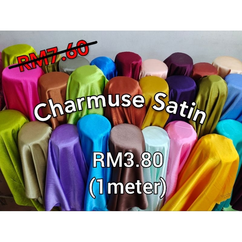 Part 3/4/5- Premium Charmuse Satin Bidang 44/45 Harga utk 1 meter Less Iron Kain缎面 色丁布 背景布 光泽布