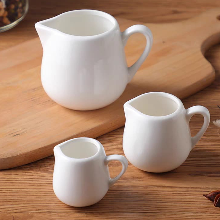 Cute Porcelain Milk Jug with Handle Creamer Pot Sugar Tank Pouring Coffee Cream Sauce Cup Honey Dish Cafe Cawan Susu