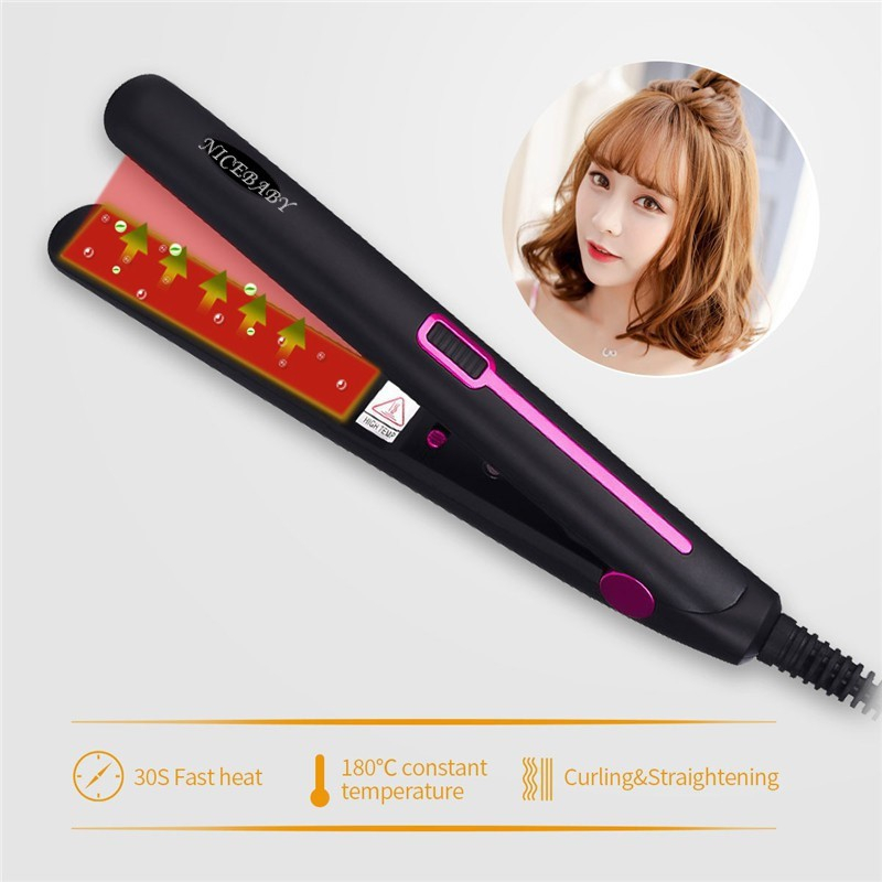 2 in 1 Hair Straightener Portable Mini Hair Curler Constant Temperature Curler Hair Styling Flat Straightener Hair Styli