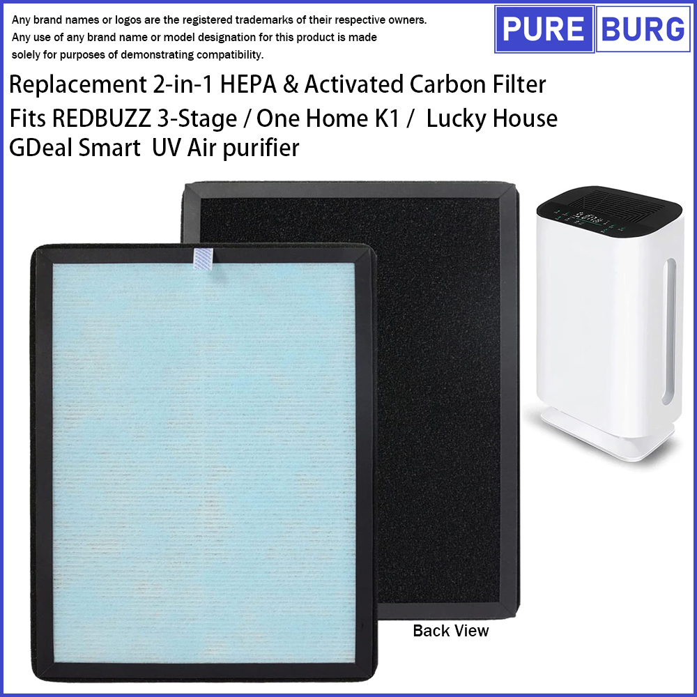 Fits REDBUZZ 3-Stage One Home K1 Kurin V2  GDeal Smart Casa UV Air purifier HEPA+Carbon Filter