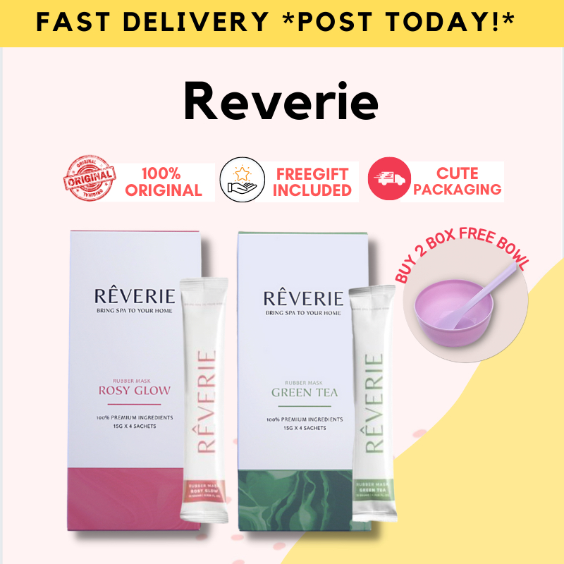 [ ORIGINAL ] Reverie Rubber Mask Rosy Glow Green Tea ( 4 Satchel 15g ) Glowing Putih Cerah