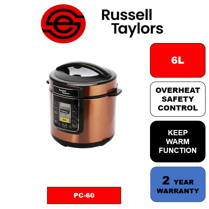 Russell Taylors Pressure Cooker Stainless Steel Pot PC-60 Rice Cooker (6L)