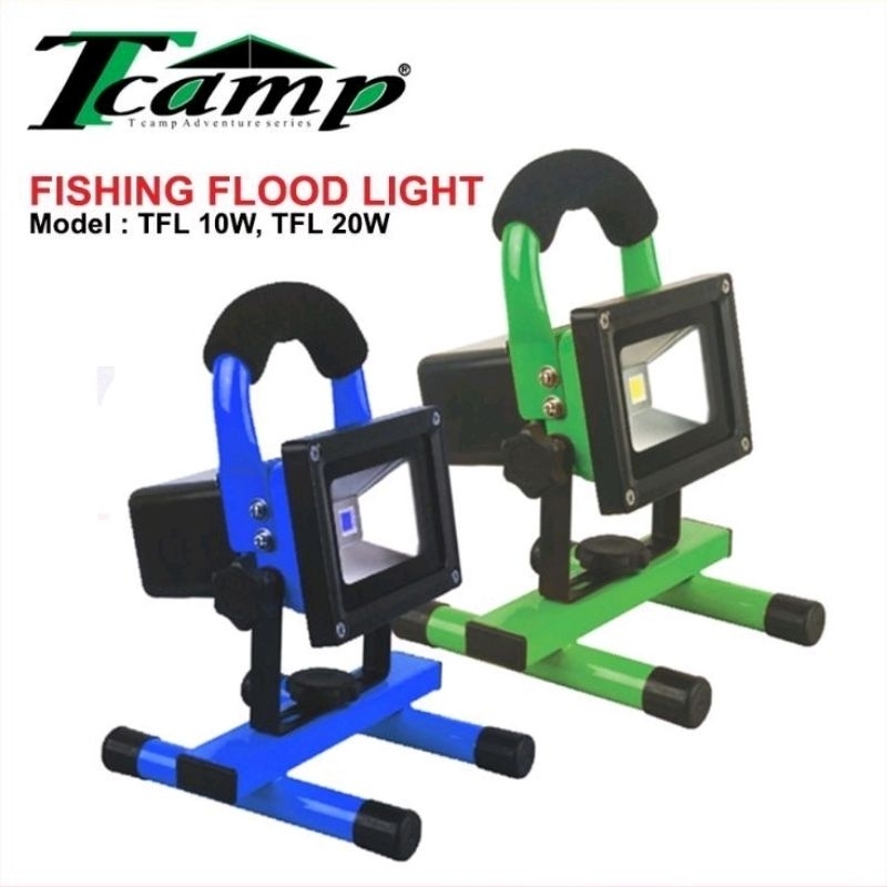 (MAA) Tcamp Fishing Flood Light TFL 10W / 20W Rechargeable Camping Gear Spotlight Lampu / mesin katak shimano Abu geacia