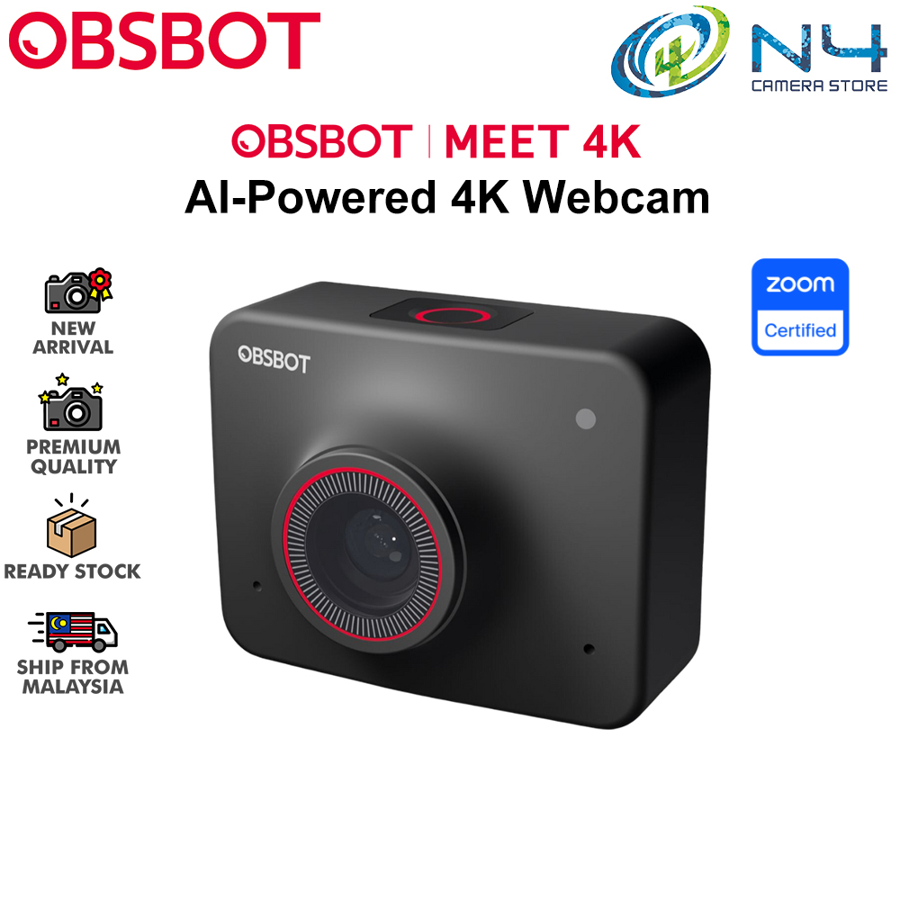 OBSBOT Meet 4K Webcam 4K Ultra HD AI-Powered Webcam 4K Video Conference Camera with AI Auto Framing Auto-Focus HDR