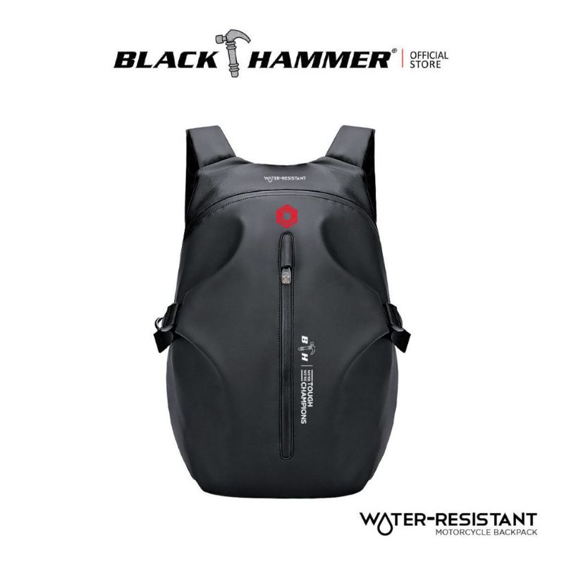 ￼Black Hammer Men Motorcycle Water Resistant Backpack WK001