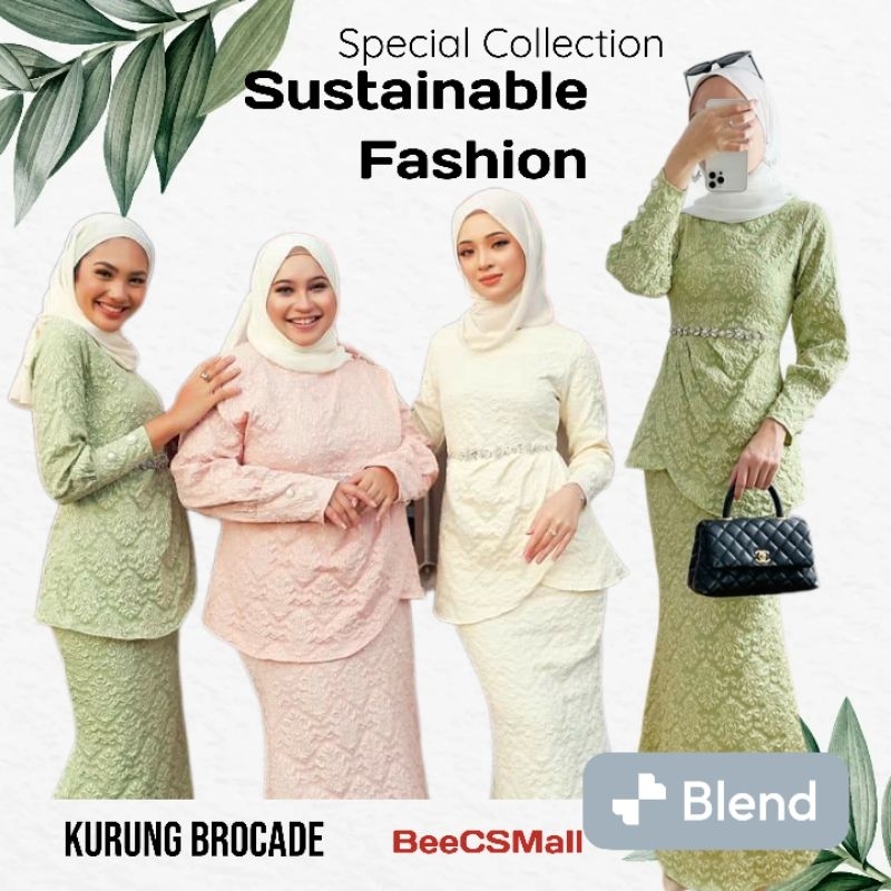 Modern Brocade Baju Kurung Sustainable Fashion Women's Clothing with Accessories Belt | elegant gatherings