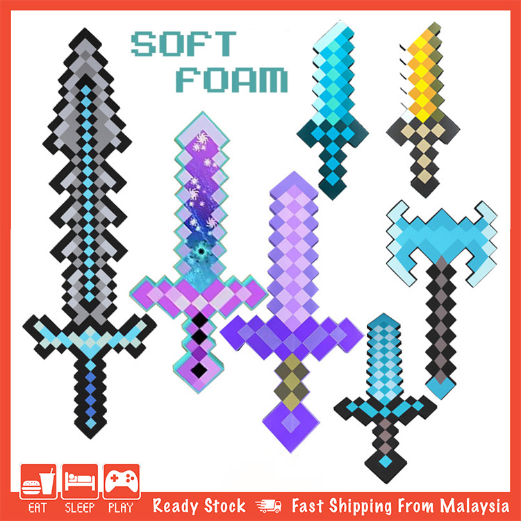 OEM Minecraft Game Merchandiser Soft Foam Weapon Pretend Play Sword Machine Gun Tools Fun Collection Figure Toy