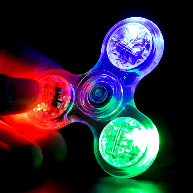 (New) Fidget Spinner Hand Top Spinners Glowing Fidget Spinner LED Light Stress Relief Luminous Crystal Kids Toys