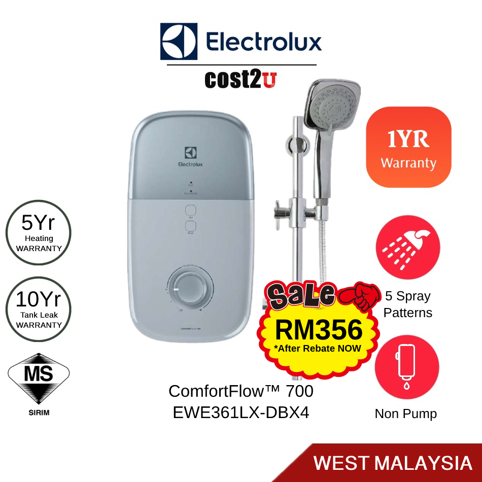 Electrolux Comfortflow™ 700 Series Water Heater (Non-Pump) | EWE361LX-DBX4 (Home Shower Heater 熱水器)