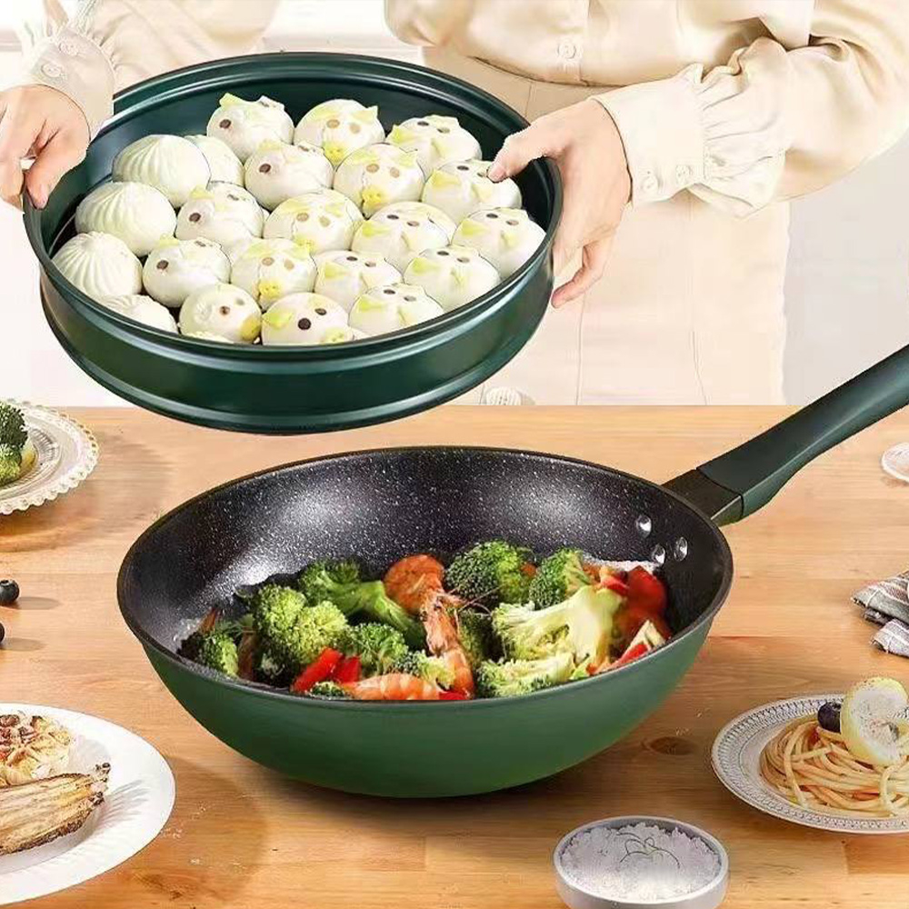 Swiss Thomas Household Queen Nonstick Pot Steamer, Frying Pan Pot with Steamer Tray 32cm