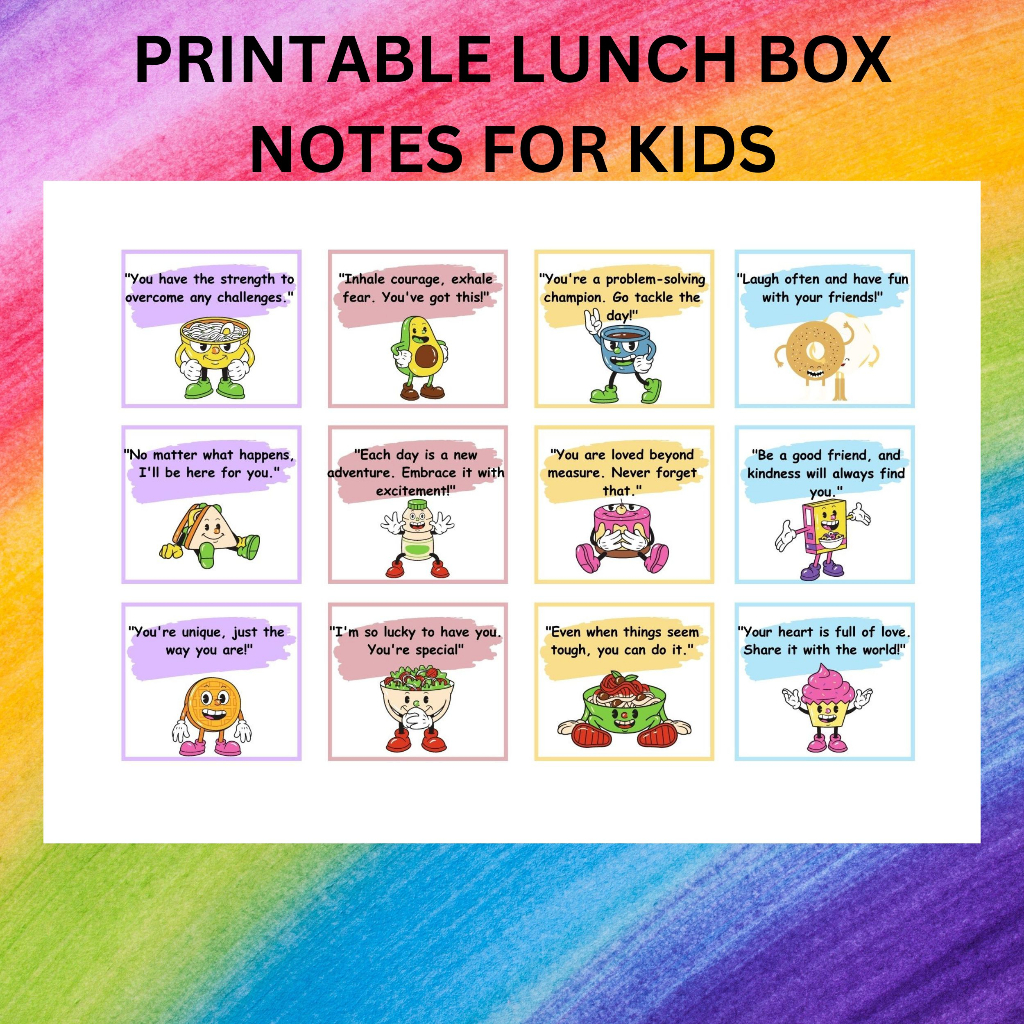 LUNCH BOX NOTES FOR KIDS | NOTA UNTUK KANAK-KANAK | AFFIRMATION CARDS | BENTO ENCOURAGEMENT CARD | KATA-KATA SEMANGAT