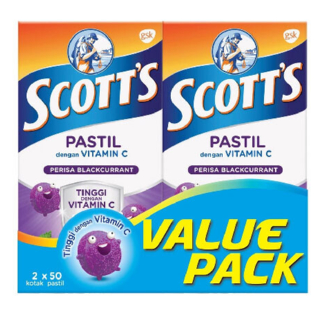 Scott's Vitamin C Pastilles 2x50's- Blackcurrant / Mix Berries / Orange / Mango / Peach