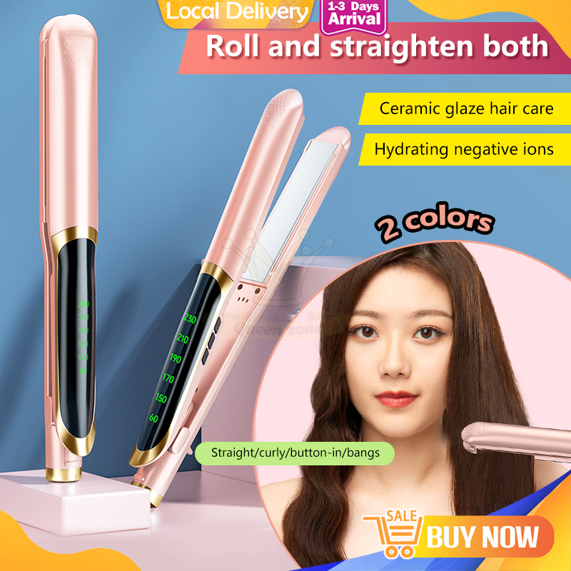 【6 gears】 2 in 1 Hair Straightener Hair Curler Portable Pelurus Rambut 直發棒 Straightening Styling Tools Home Travel 夾板