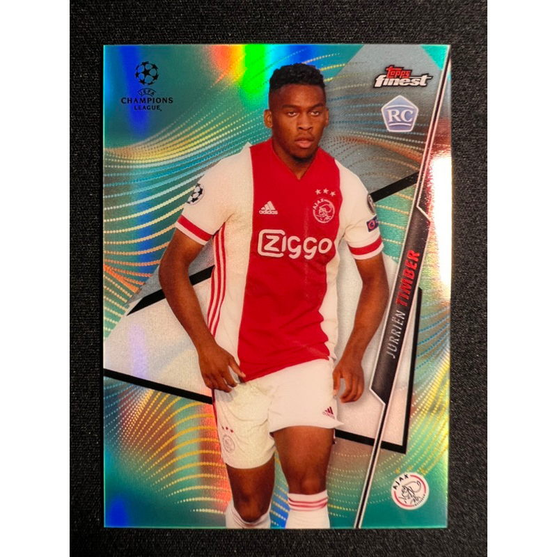 2020-21 Topps Finest UCL Aqua Refractor 53/75 #92 Rookie RC- Jurrien Timber