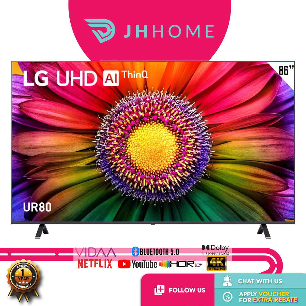 LG 86" UR80 Series 4K HDR Smart UHD TV with Ultra Surround AI ThinQ Netflix 86UR8050PSB | 75" 75UR8050PSB