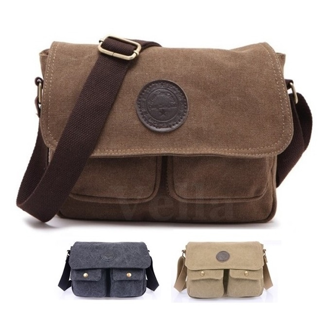 VELLA Unisex Handbag Beg Lelaki Man Women Vintage Sling Bag Men Shoulder Male Cross Body Bags Men's Canvas Murah 2673