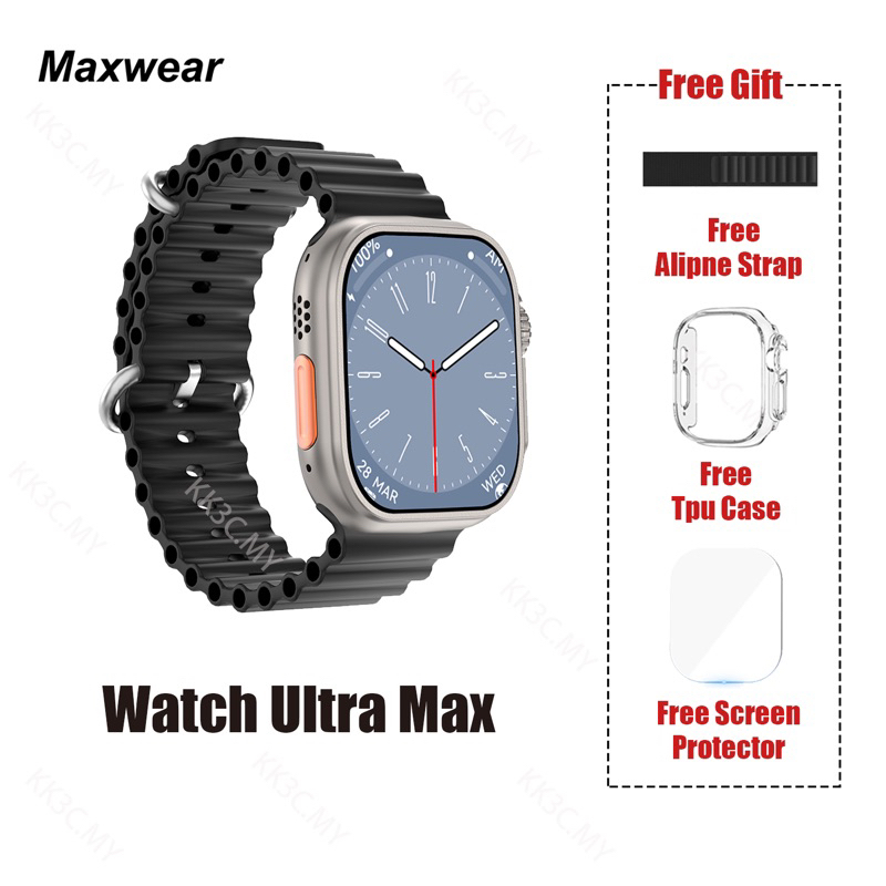 Watch Ultra Max Smart Watch 2.1inch Full Screen Sport GPS Tracking Bluetooth Call  Wireless charging Health monitoring