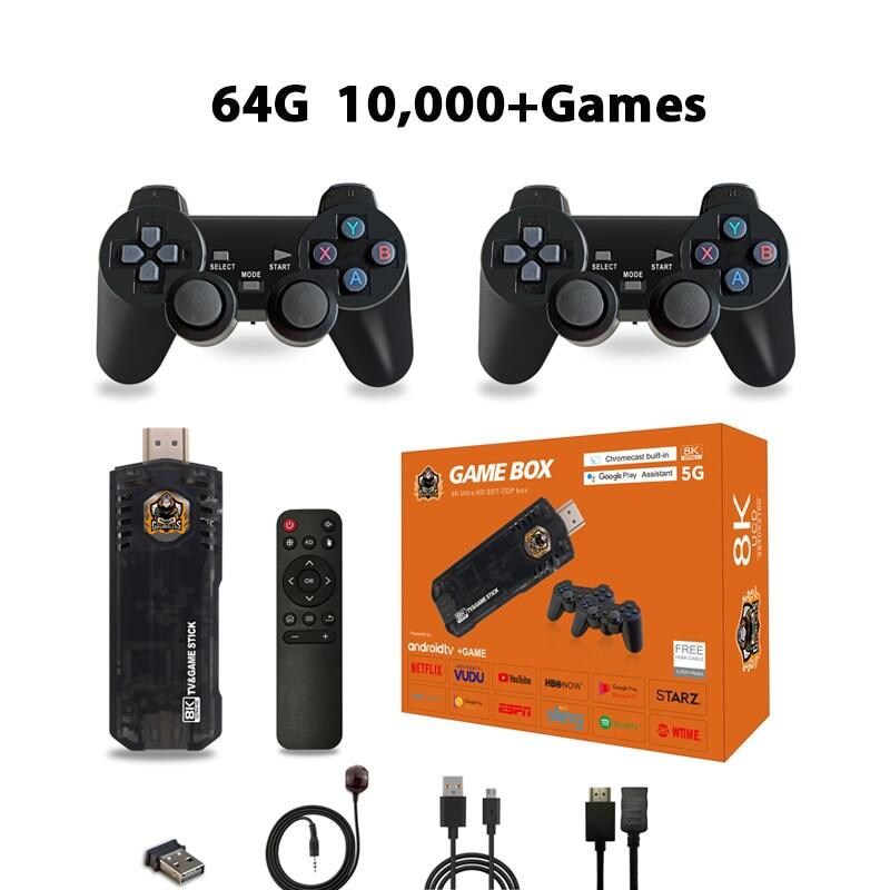 Tolex X8 4K Game Stick 2023 New Retro Video Game Console 64G 10000Games Installed Android TV Box Dual System Wireless Co