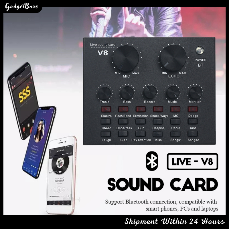 NEW Sound Card Wireless Sound Mixer Sound Card Audio Mixing Console for Sing Game Live Facebook TikTok Liveshow 聲卡