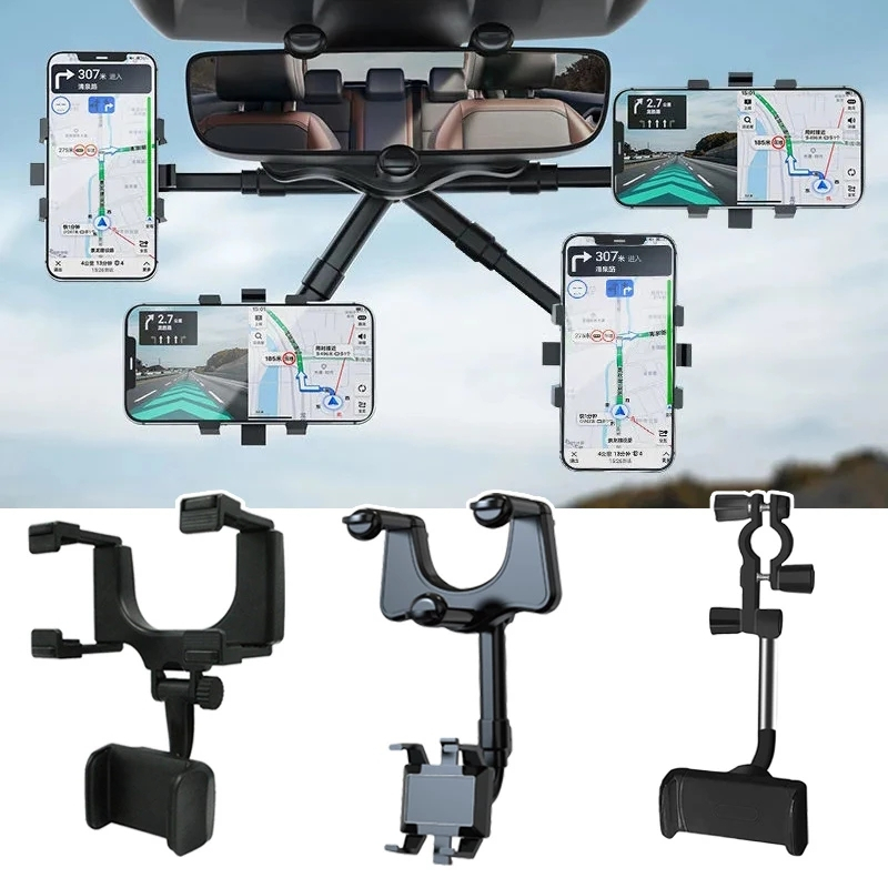 [ Super Strong Quality ] In-Car Rear View Mirror Mount GPS Phone Holder | 360 Degree Rotated | Strong Grip | car holder