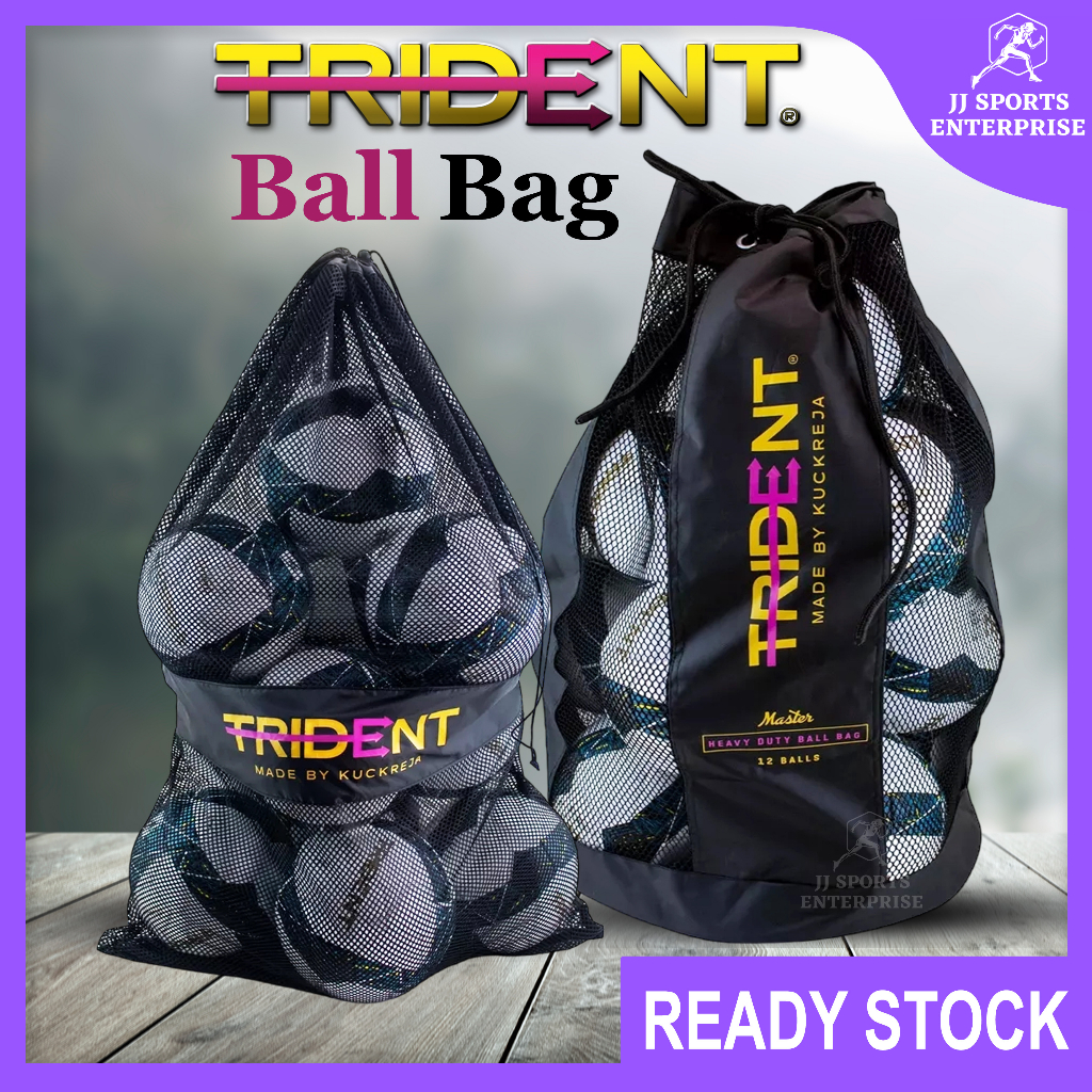 Trident Milestone Fine Mesh Ball Bag (10 Balls) Trident Master Heavy Duty Ball Bag (12 Balls) Beg Bola Dodgeball Netball