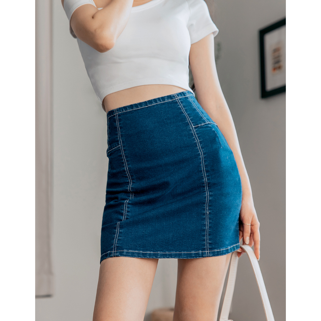 AIR SPACE Perfect Waistline Comfort Denim Skirt