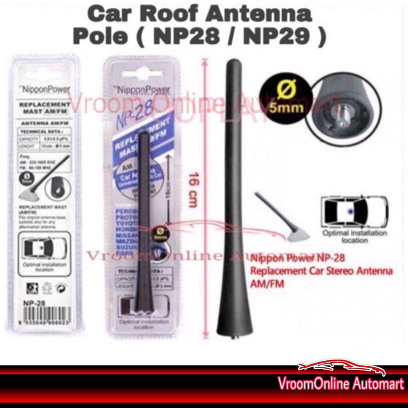 Car Roof Radio Antenna Pole Mast Perodua Myvi Alza Proton Waja Persona Vios Wish Swift (Nippon NP-28/NP-29 )