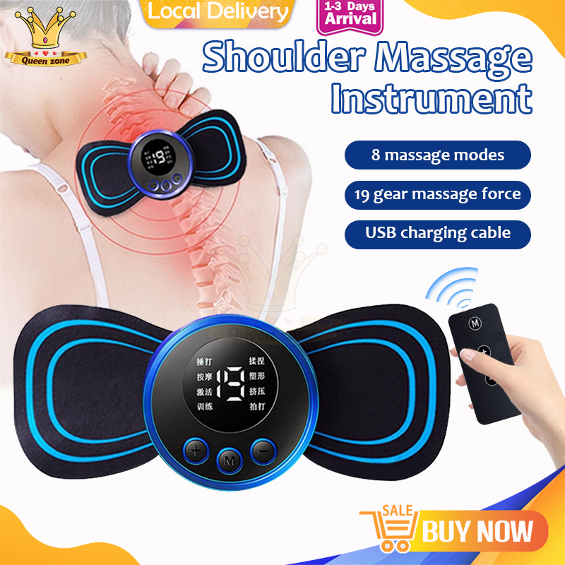 Electric Neck Massager EMS Mini Portable Electric Pulse Neck Massager 8 Modes 19 Intensity Massage Therapy Machine